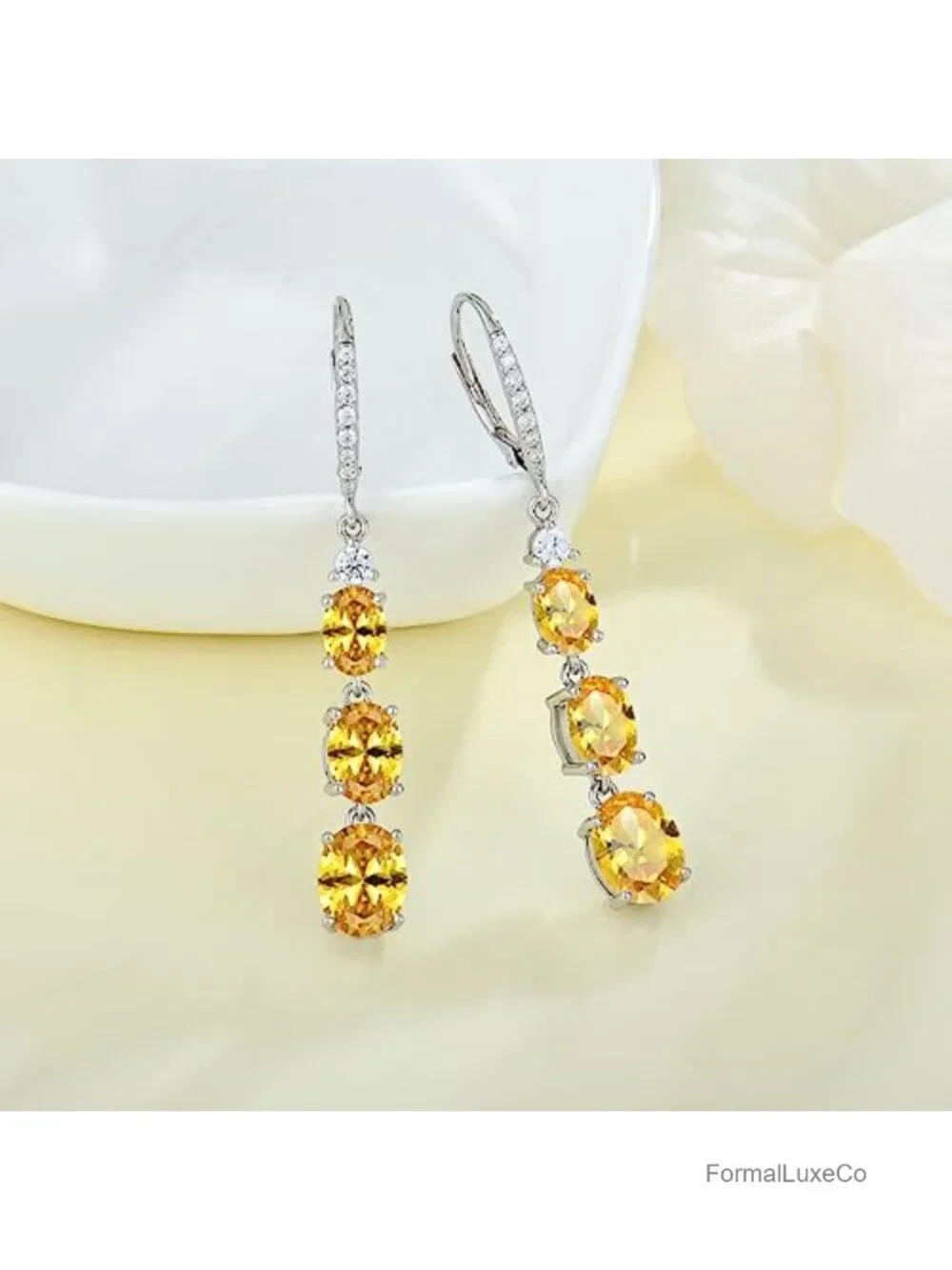 Sterling Silver Birthstone Drop Dangle Earrings Cubic Zirconia Leverback
